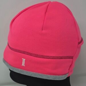 Igloos Bright Pink Lined Beanie Hat with Ponytail Slot Skull Cap OS Running